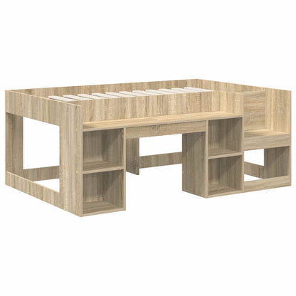 Bed with Tunnel 3 pcs Sonoma Oak and Red Engineered Wood