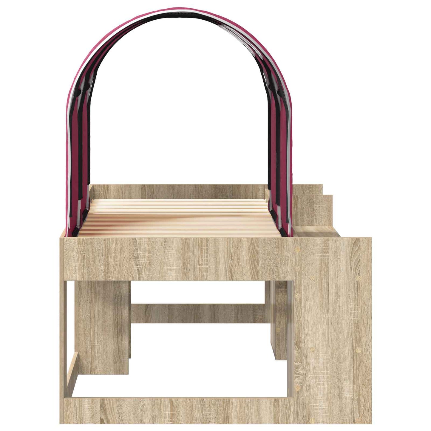 Bed with Tunnel 3 pcs Sonoma Oak and Red Engineered Wood