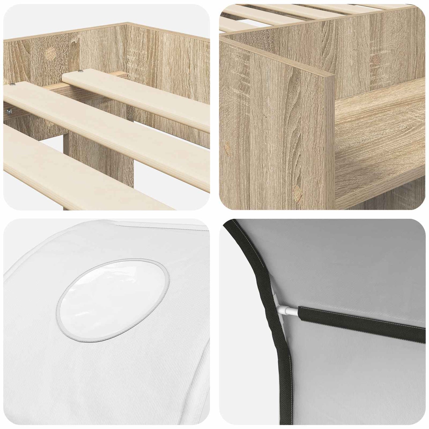 Bed with Tunnel 3 pcs Sonoma Oak and White Engineered Wood