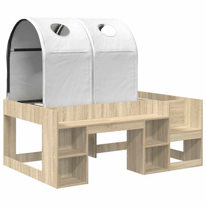 Bed with Tunnel 3 pcs Sonoma Oak and White Engineered Wood