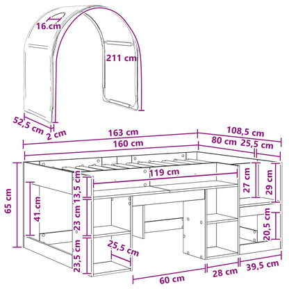 Bed with Tunnel 3 pcs Sonoma Oak and White Engineered Wood