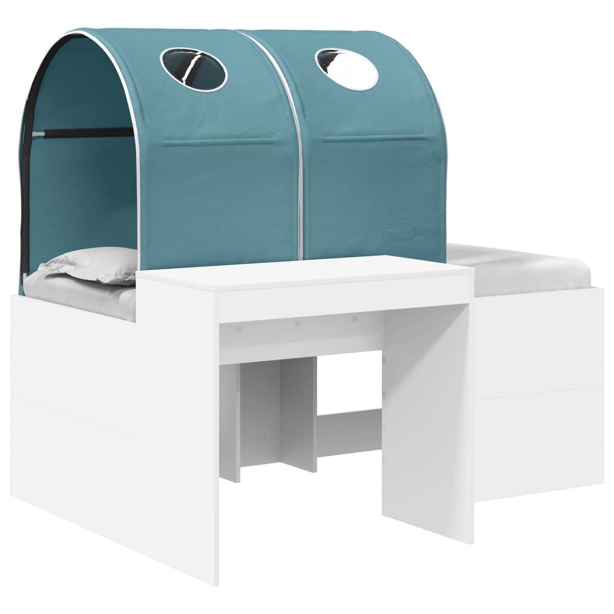 Bed with Tunnel 3 pcs White and Light Blue Engineered Wood