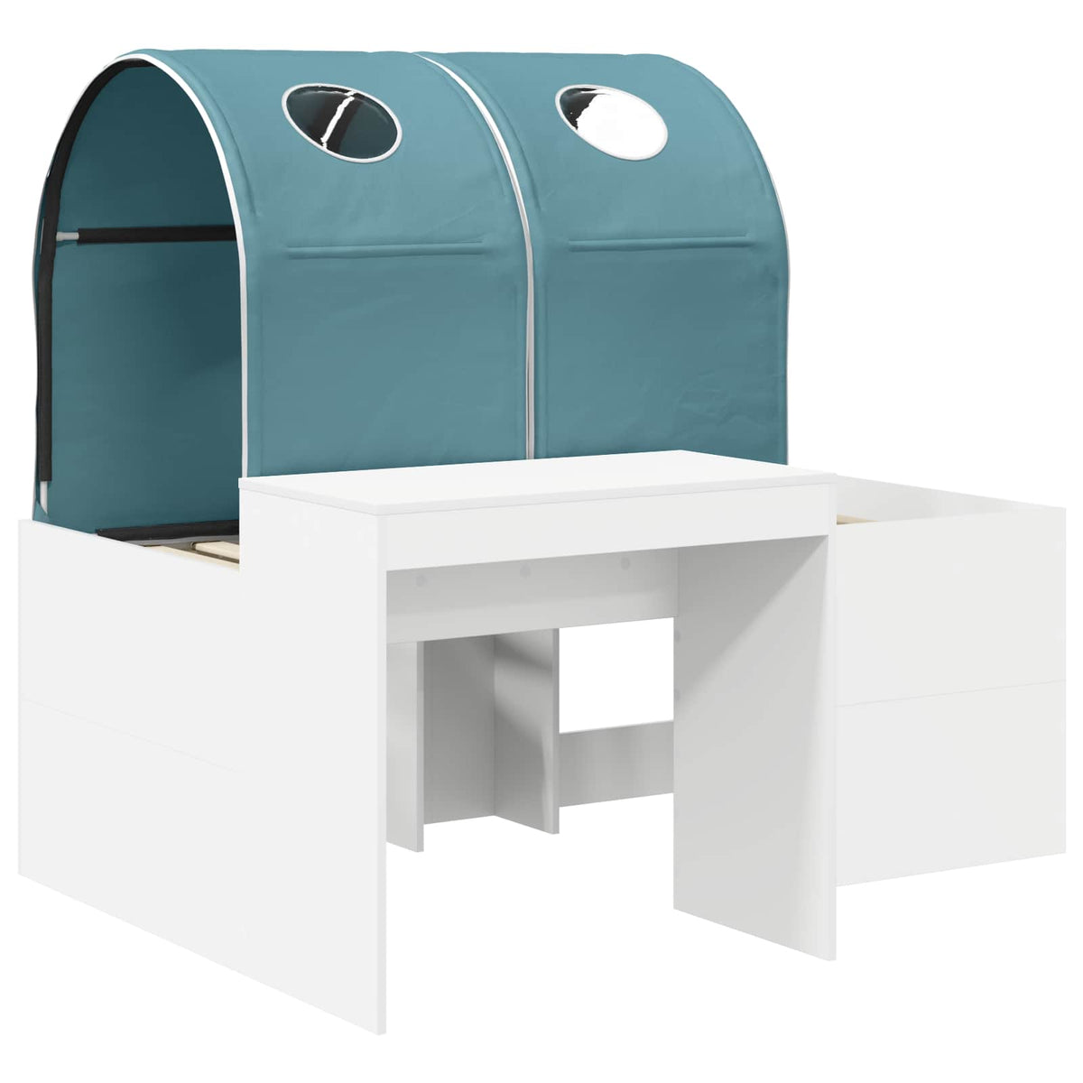 Bed with Tunnel 3 pcs White and Light Blue Engineered Wood
