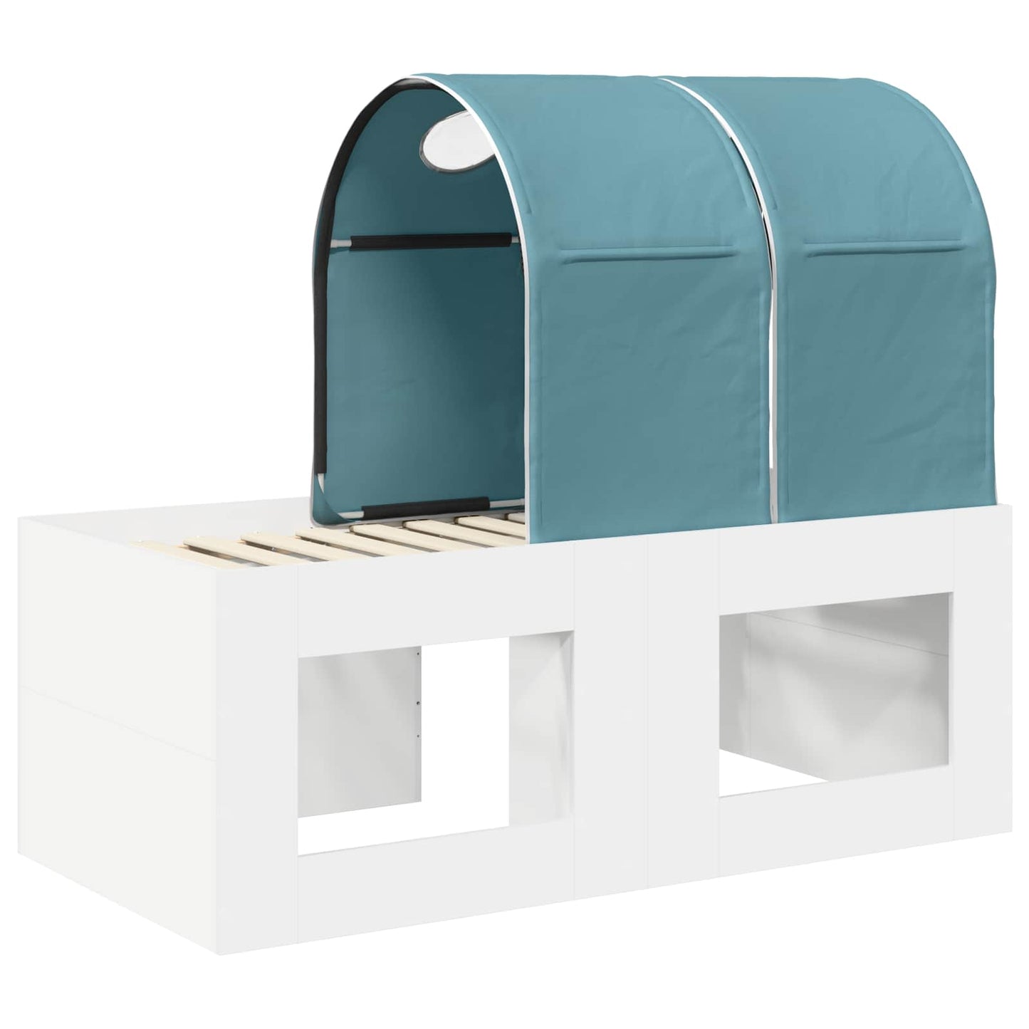 Bed with Tunnel 3 pcs White and Light Blue Engineered Wood