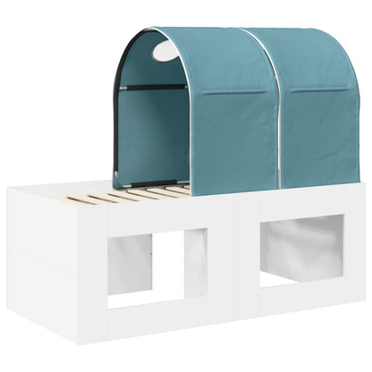 Bed with Tunnel 3 pcs White and Light Blue Engineered Wood