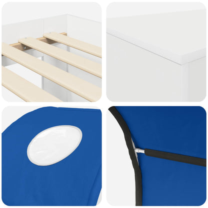 Bed with Tunnel 3 pcs White and Blue Engineered Wood