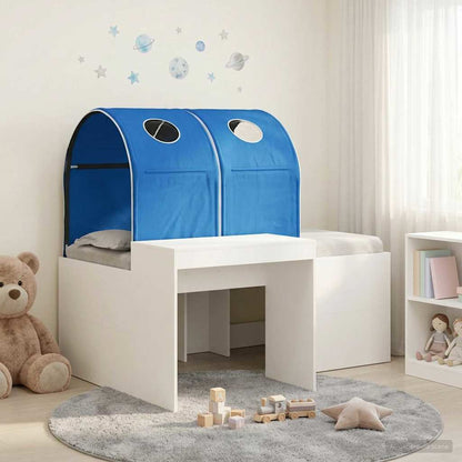 Bed with Tunnel 3 pcs White and Blue Engineered Wood