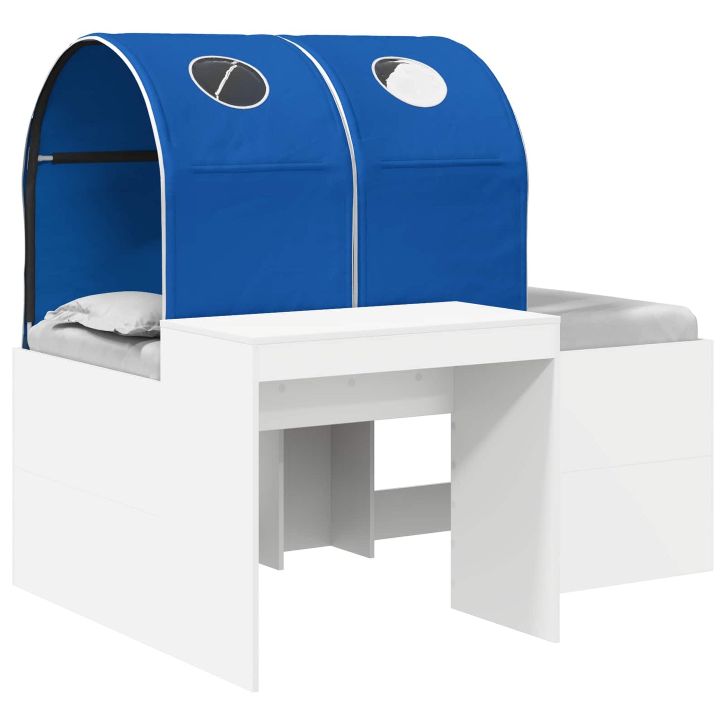 Bed with Tunnel 3 pcs White and Blue Engineered Wood