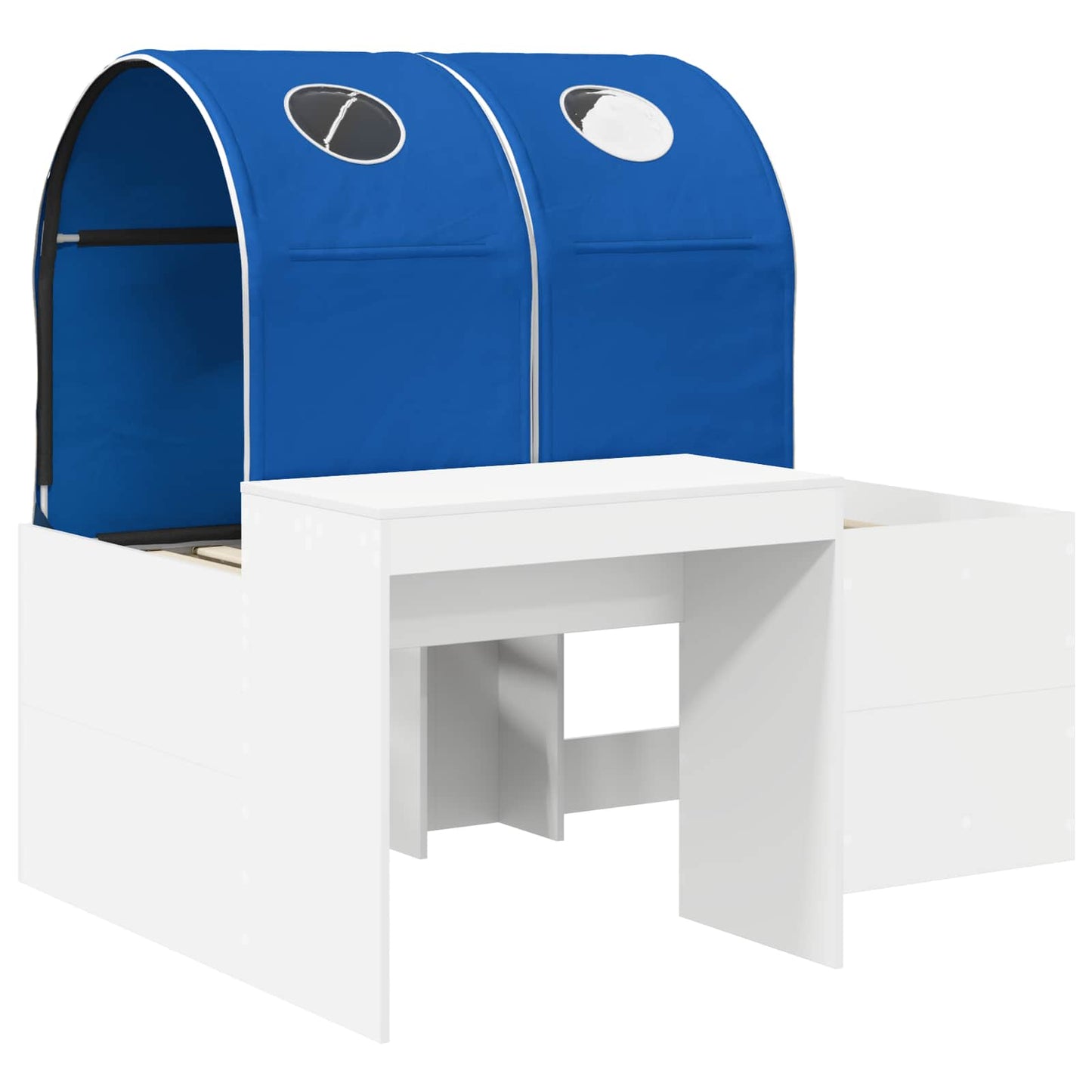 Bed with Tunnel 3 pcs White and Blue Engineered Wood