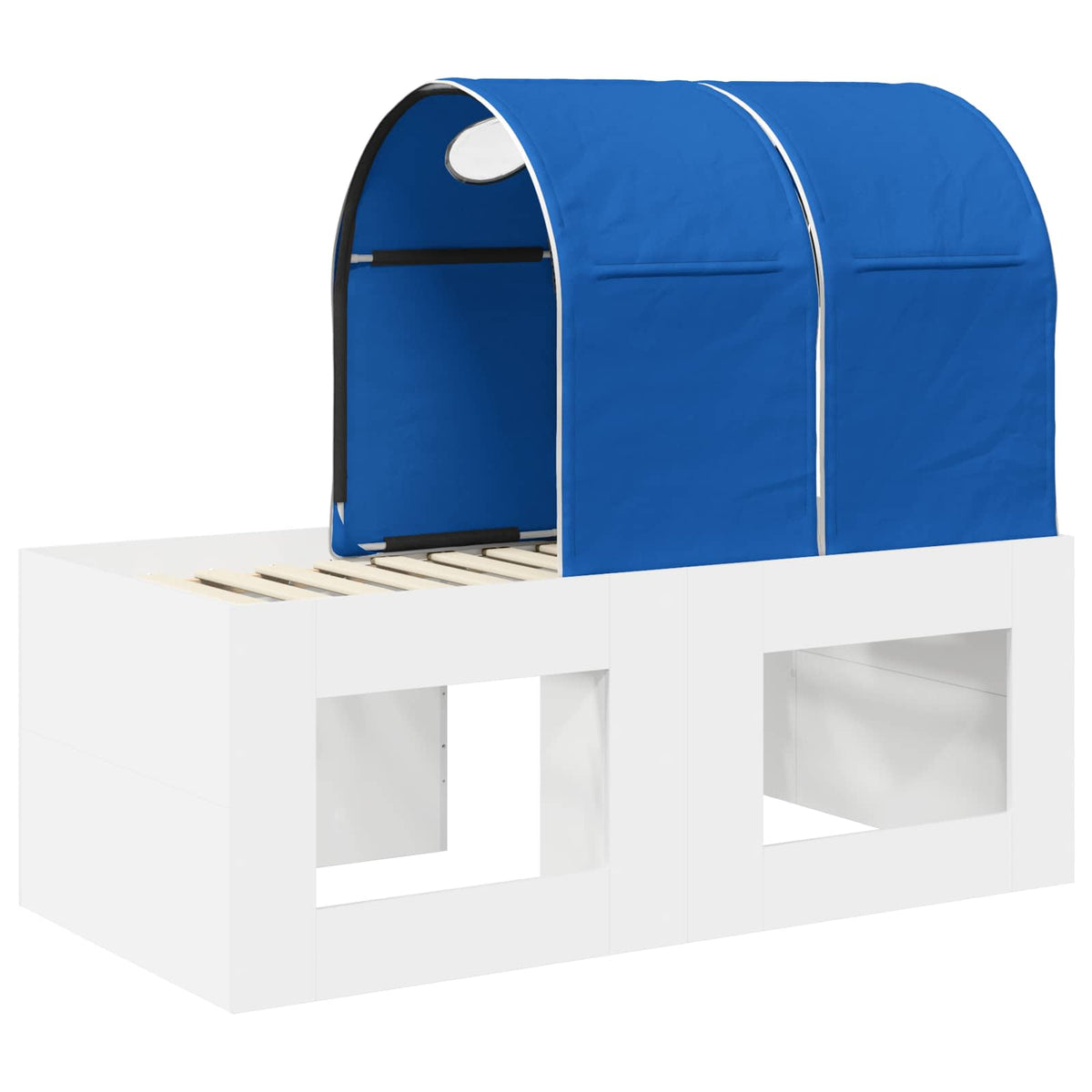 Bed with Tunnel 3 pcs White and Blue Engineered Wood