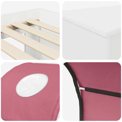 Bed with Tunnel 3 pcs White and Pink Engineered Wood