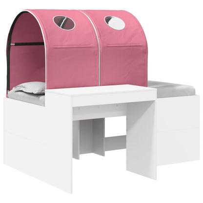 Bed with Tunnel 3 pcs White and Pink Engineered Wood