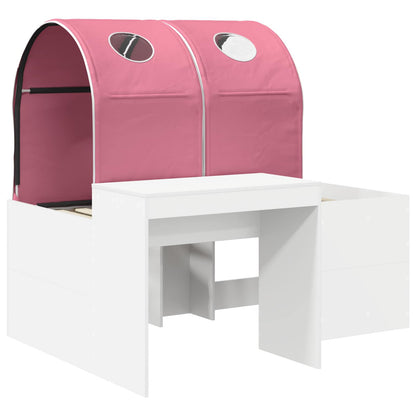 Bed with Tunnel 3 pcs White and Pink Engineered Wood