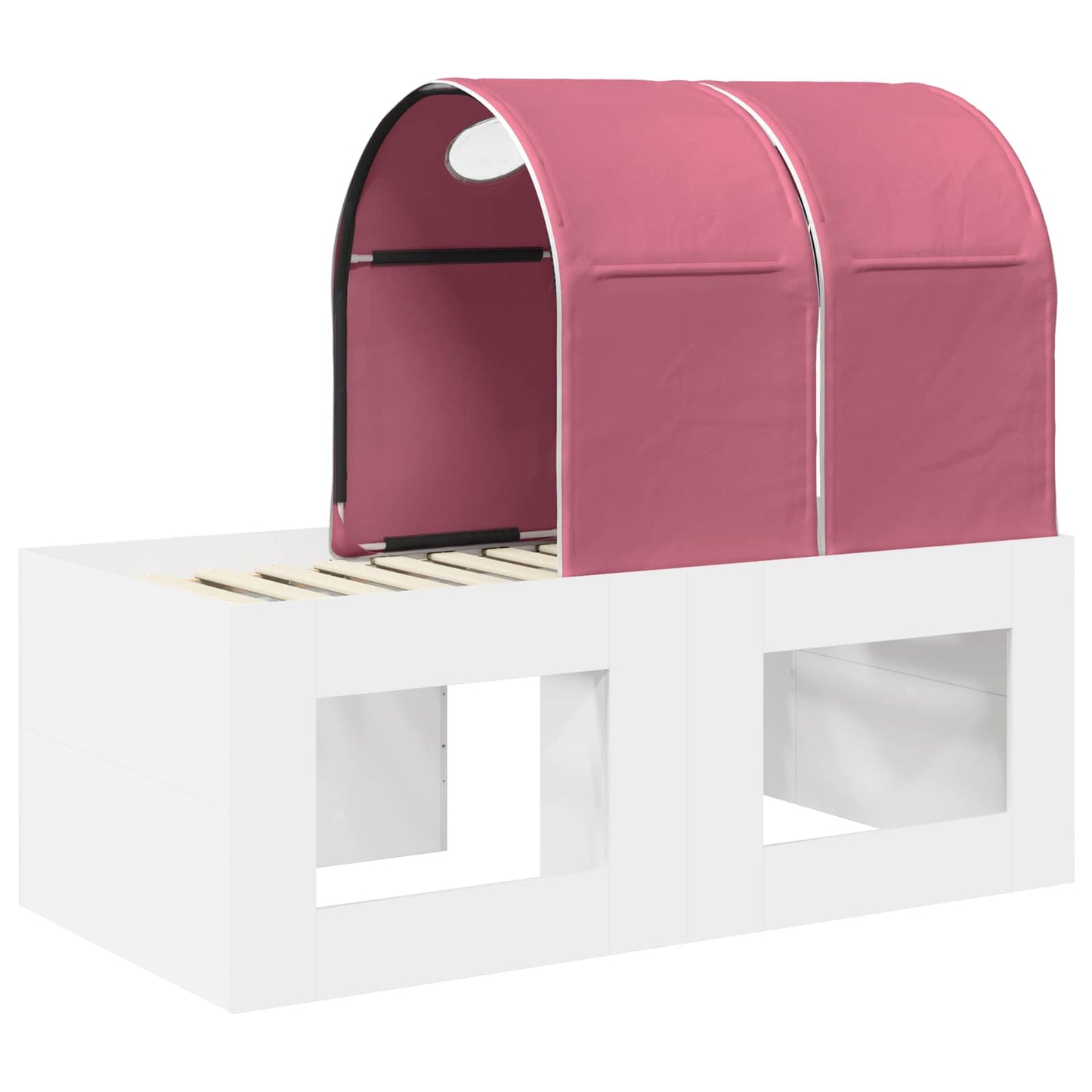 Bed with Tunnel 3 pcs White and Pink Engineered Wood