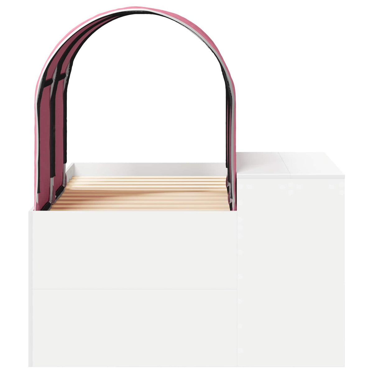 Bed with Tunnel 3 pcs White and Pink Engineered Wood