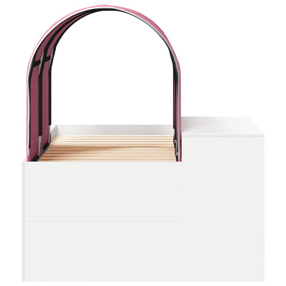 Bed with Tunnel 3 pcs White and Pink Engineered Wood