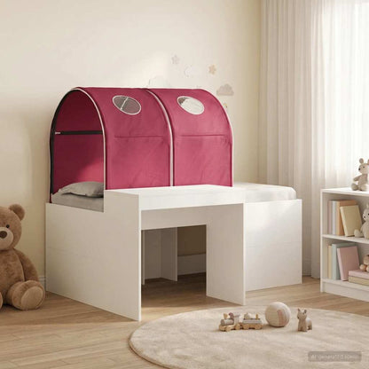 Bed with Tunnel 3 pcs White and Red Engineered Wood