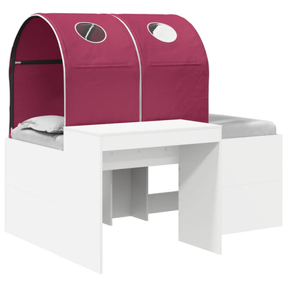 Bed with Tunnel 3 pcs White and Red Engineered Wood