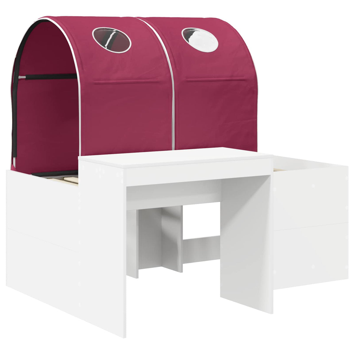 Bed with Tunnel 3 pcs White and Red Engineered Wood
