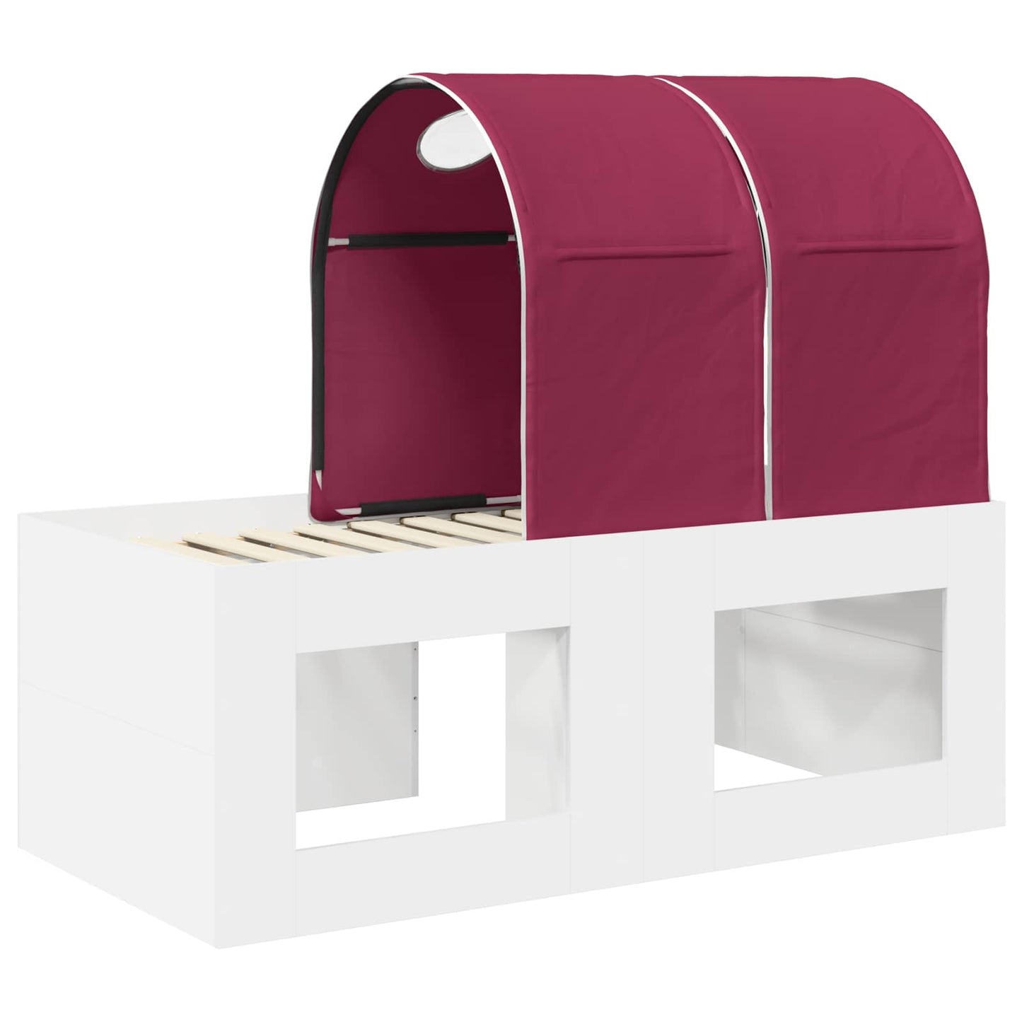 Bed with Tunnel 3 pcs White and Red Engineered Wood