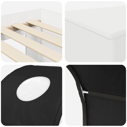 Bed with Tunnel 3 pcs White and Black Engineered Wood