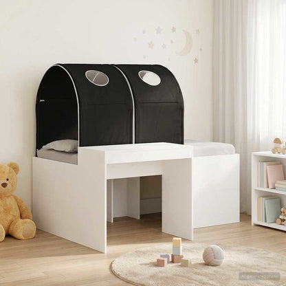 Bed with Tunnel 3 pcs White and Black Engineered Wood
