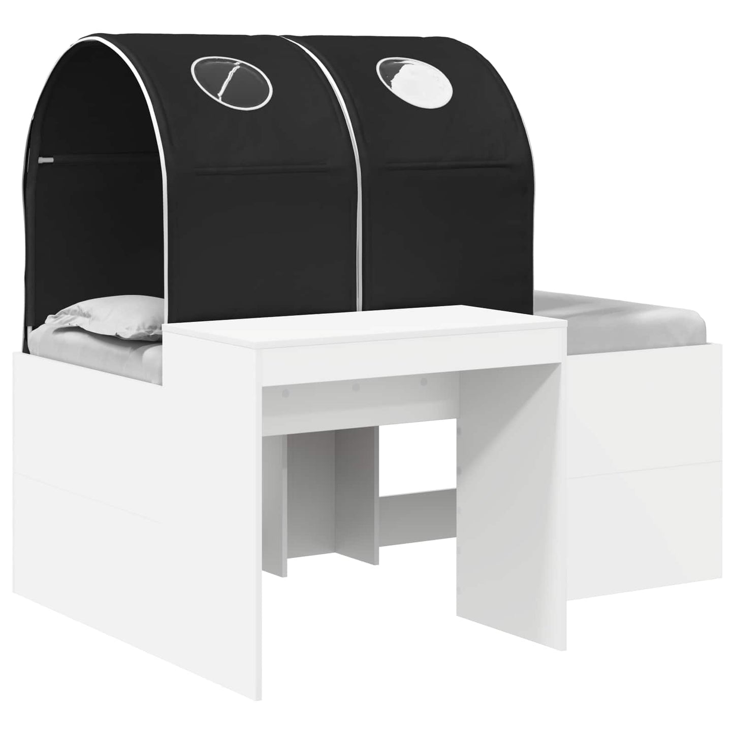 Bed with Tunnel 3 pcs White and Black Engineered Wood