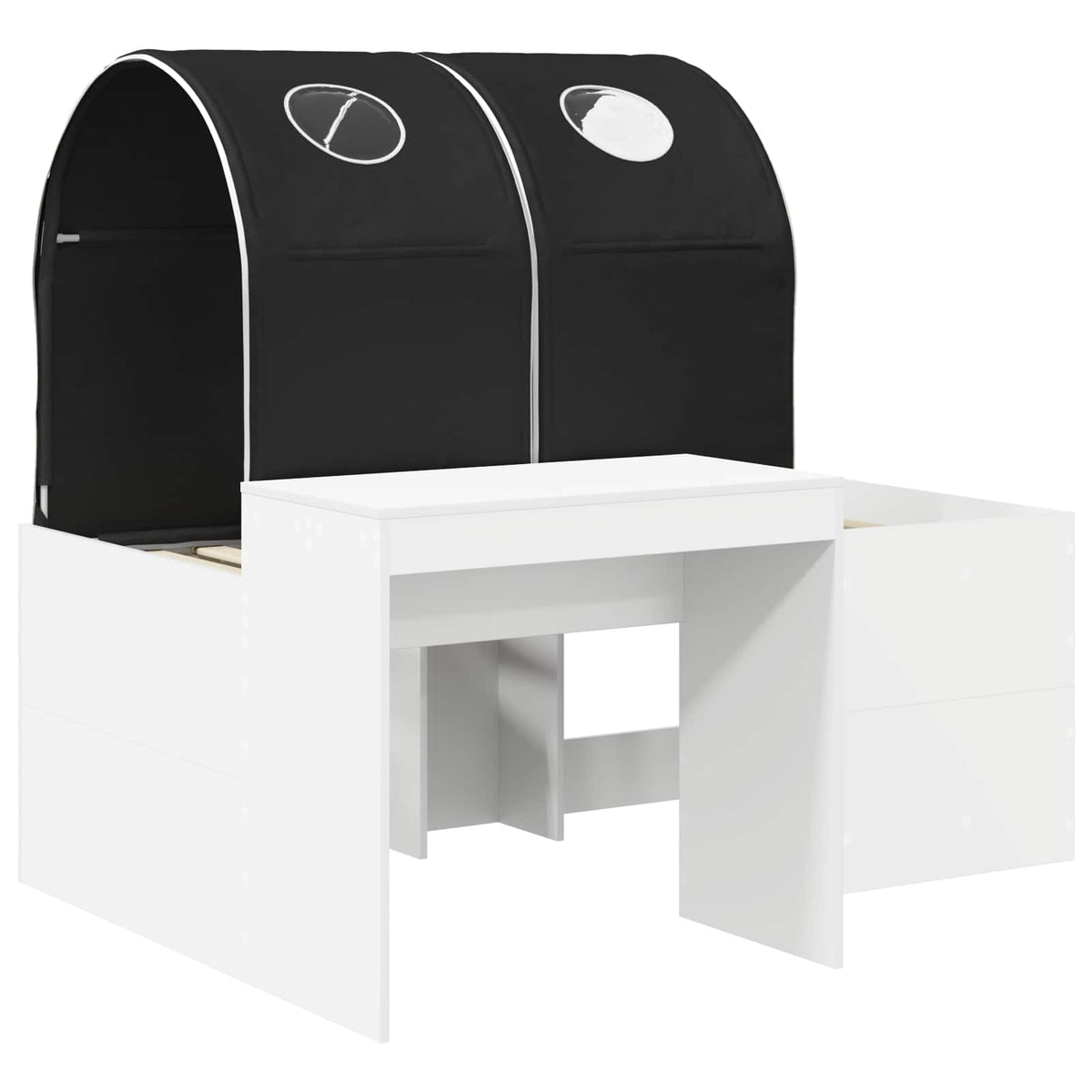 Bed with Tunnel 3 pcs White and Black Engineered Wood