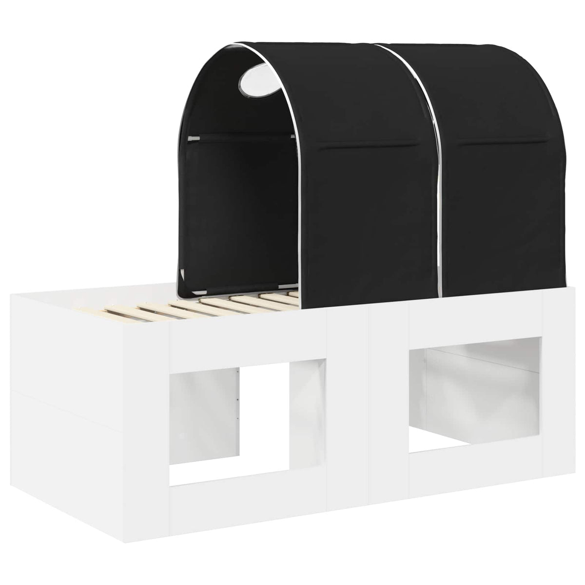 Bed with Tunnel 3 pcs White and Black Engineered Wood