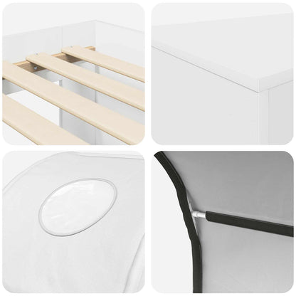 Bed with Tunnel 3 pcs White Engineered Wood