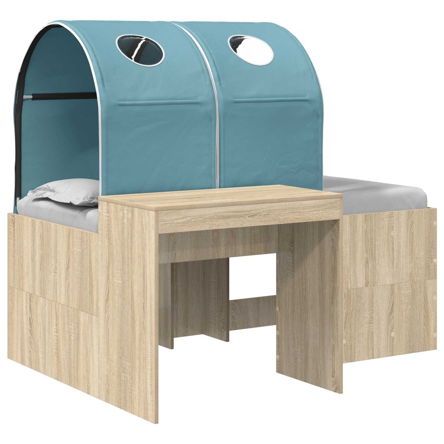 Bed with Tunnel 3 pcs Sonoma Oak and Light Blue Engineered Wood