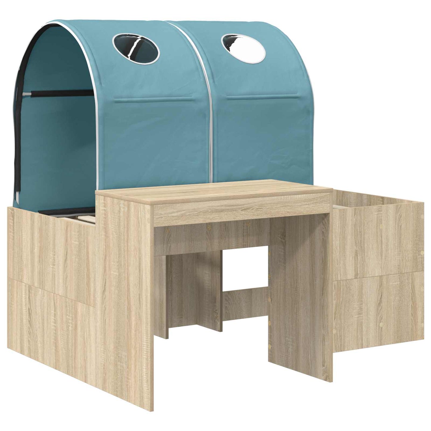 Bed with Tunnel 3 pcs Sonoma Oak and Light Blue Engineered Wood