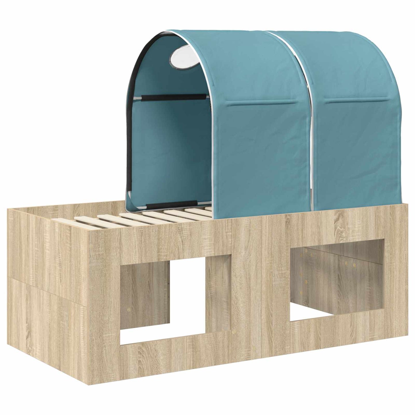 Bed with Tunnel 3 pcs Sonoma Oak and Light Blue Engineered Wood
