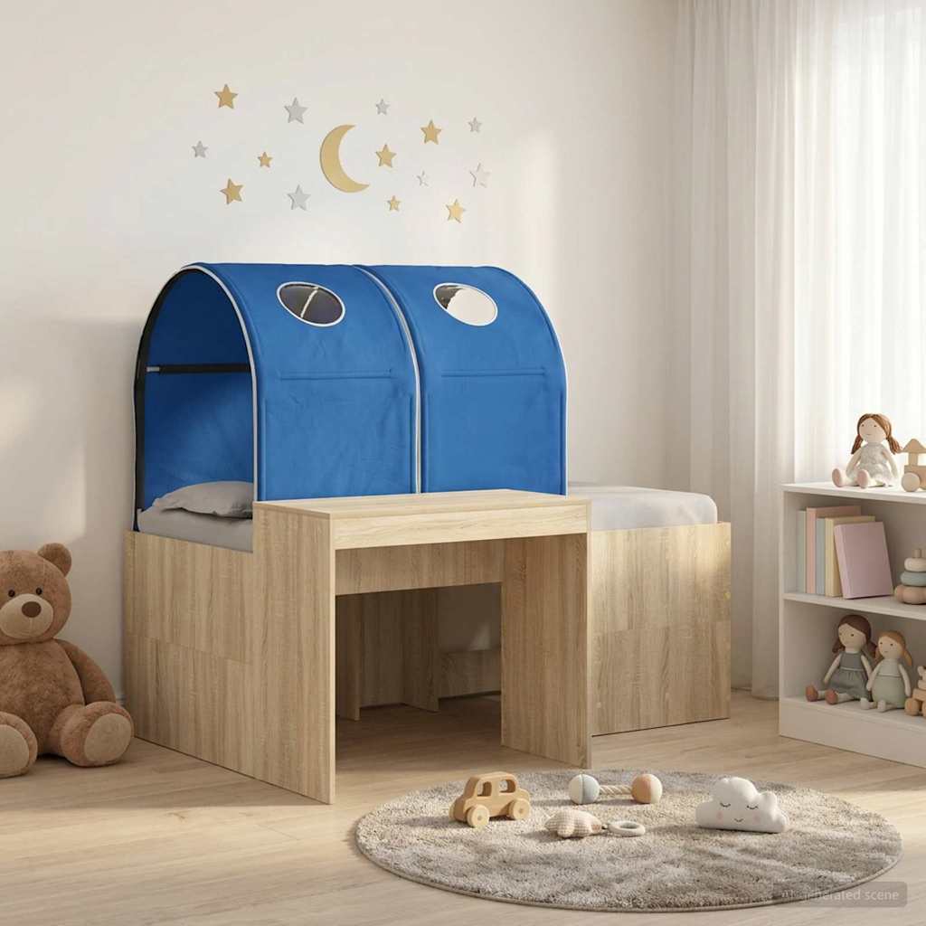Bed with Tunnel 3 pcs Sonoma Oak and Blue Engineered Wood