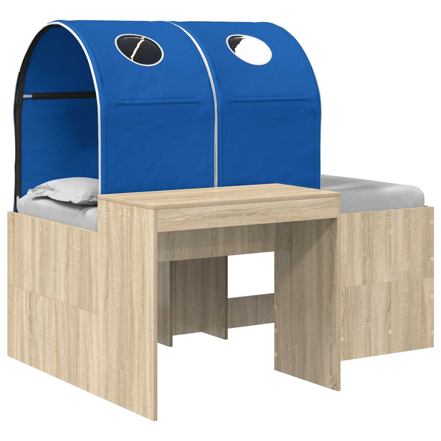 Bed with Tunnel 3 pcs Sonoma Oak and Blue Engineered Wood