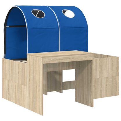 Bed with Tunnel 3 pcs Sonoma Oak and Blue Engineered Wood