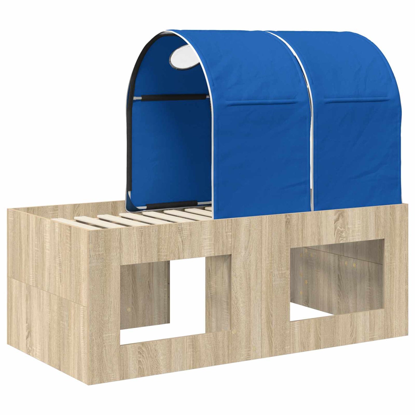 Bed with Tunnel 3 pcs Sonoma Oak and Blue Engineered Wood