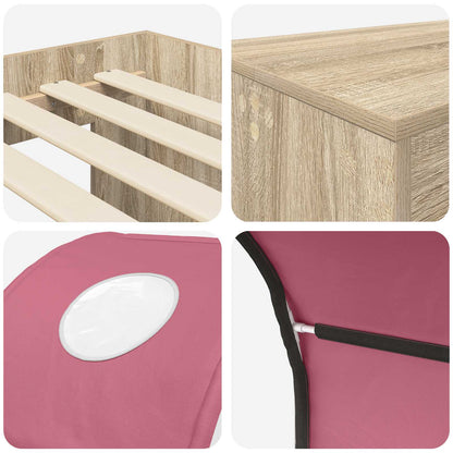 Bed with Tunnel 3 pcs Sonoma Oak and Pink Engineered Wood