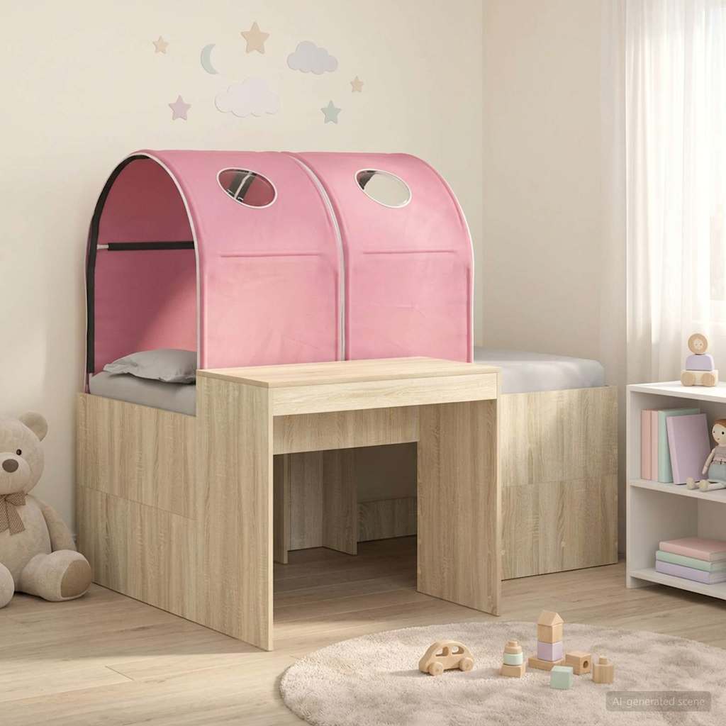 Bed with Tunnel 3 pcs Sonoma Oak and Pink Engineered Wood