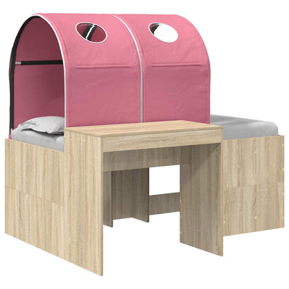 Bed with Tunnel 3 pcs Sonoma Oak and Pink Engineered Wood