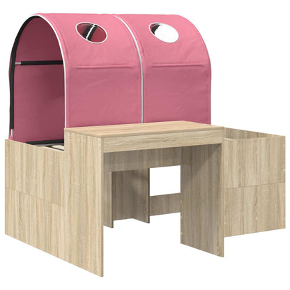 Bed with Tunnel 3 pcs Sonoma Oak and Pink Engineered Wood
