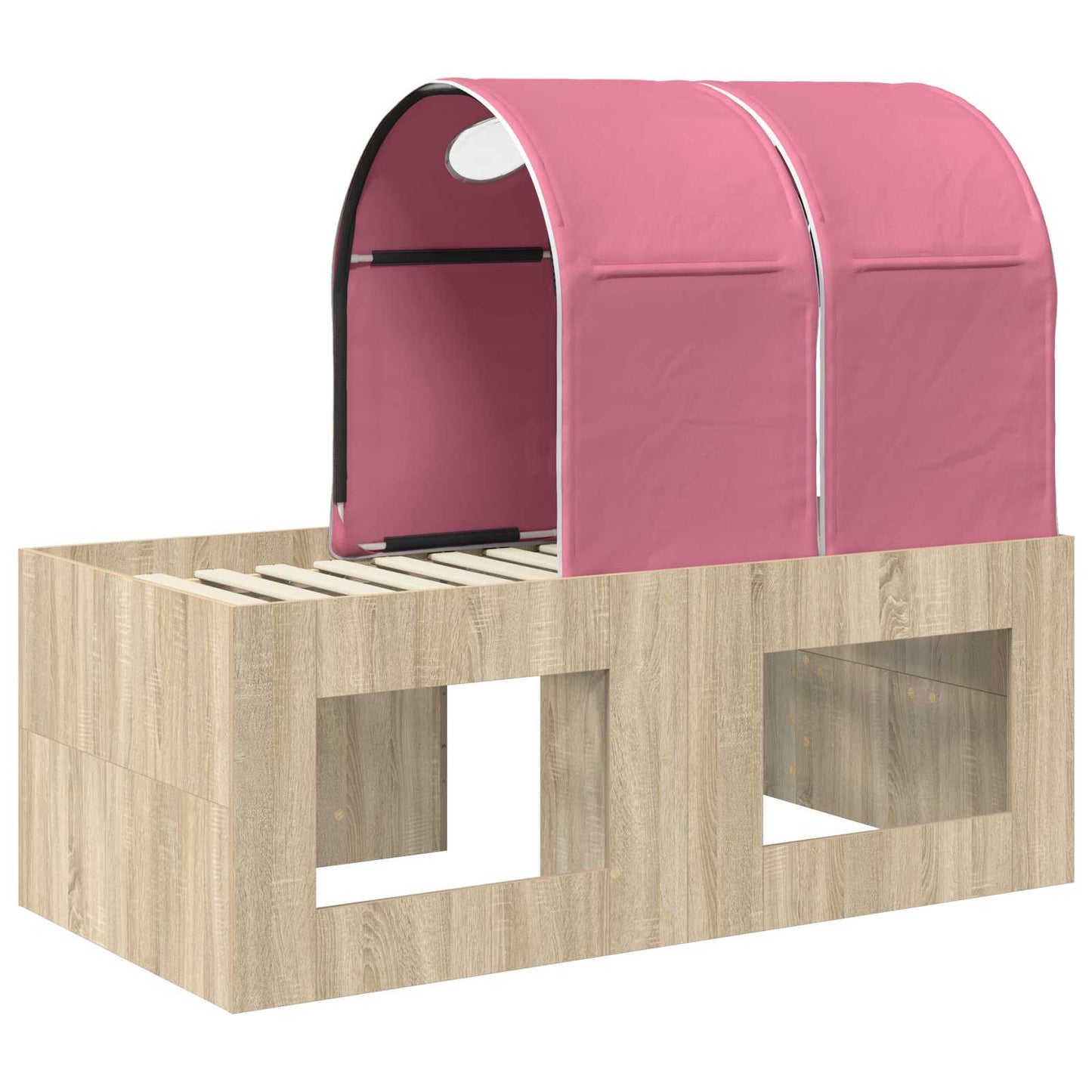 Bed with Tunnel 3 pcs Sonoma Oak and Pink Engineered Wood