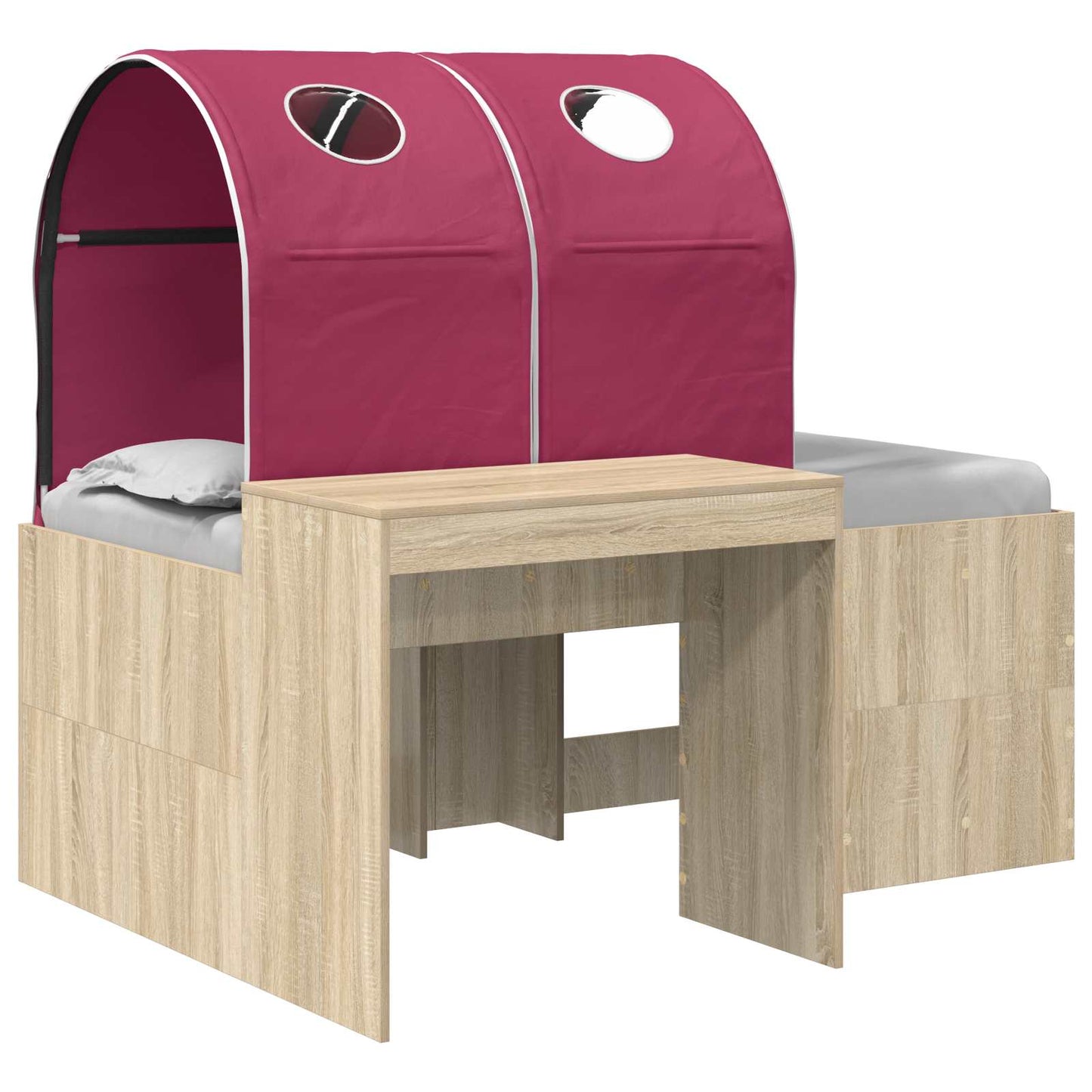 Bed with Tunnel 3 pcs Sonoma Oak and Red Engineered Wood