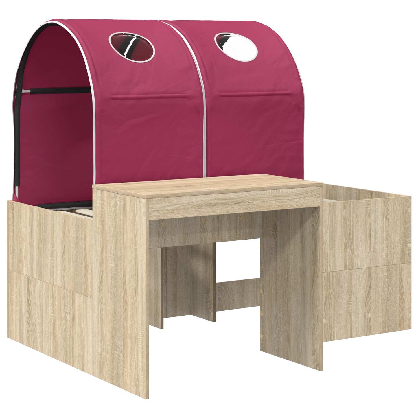 Bed with Tunnel 3 pcs Sonoma Oak and Red Engineered Wood
