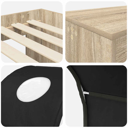 Bed with Tunnel 3 pcs Sonoma Oak and Black Engineered Wood