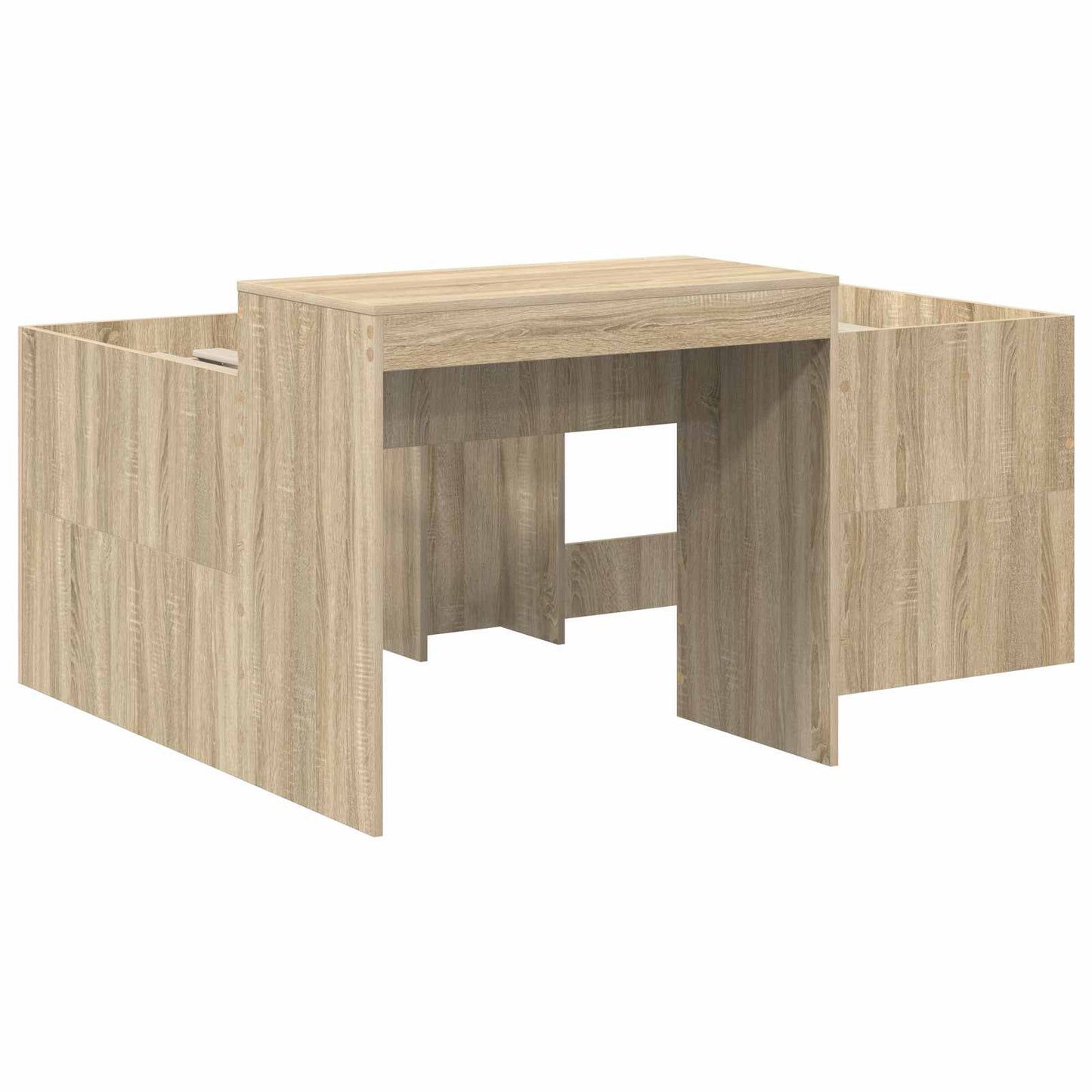 Bed with Tunnel 3 pcs Sonoma Oak and Black Engineered Wood
