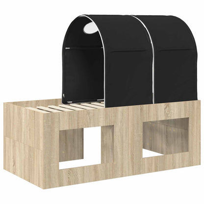 Bed with Tunnel 3 pcs Sonoma Oak and Black Engineered Wood