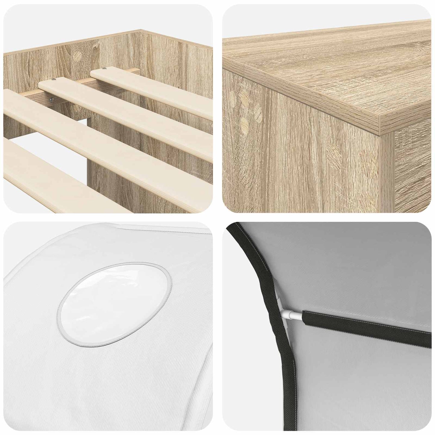 Bed with Tunnel 3 pcs Sonoma Oak and White Engineered Wood
