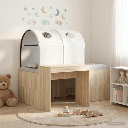 Bed with Tunnel 3 pcs Sonoma Oak and White Engineered Wood