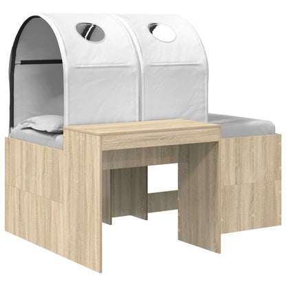 Bed with Tunnel 3 pcs Sonoma Oak and White Engineered Wood